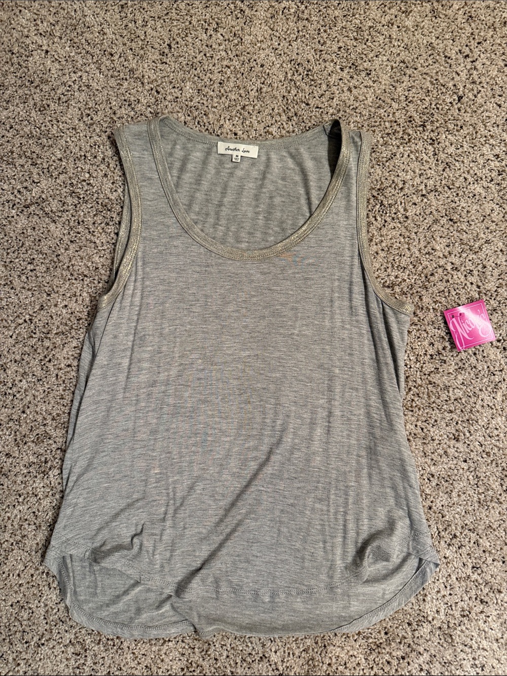 Another Love Silver-Trim Gray Scoop Tank